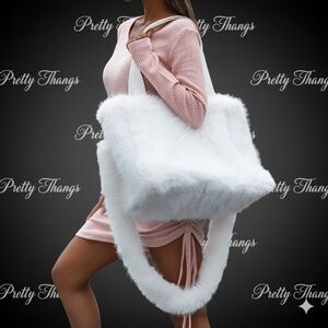 White Faux Fur Tote Bag